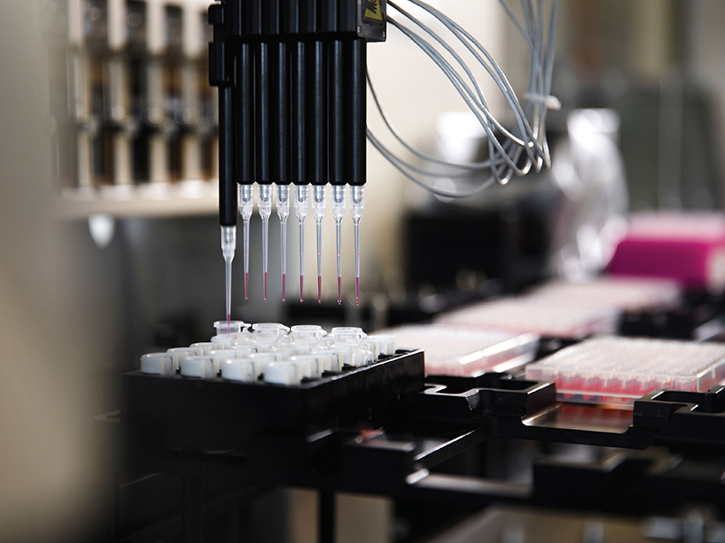 biomarker test tubes in a lab